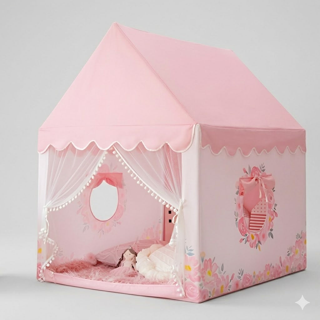 Kiddlix Kids Play Tent House. Playhouse for Boys & Girls Age 3-8 Years. Floral Princess Indoor & Outdoor Foldable Portable Play Tent