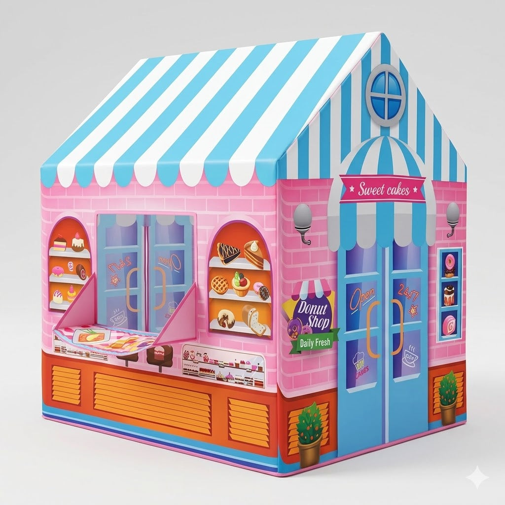 Kiddlix Kids Play Tent House. Playhouse for Boys & Girls Age 3-8 Years. Sweet Bakery Indoor & Outdoor Foldable Portable Play Tent