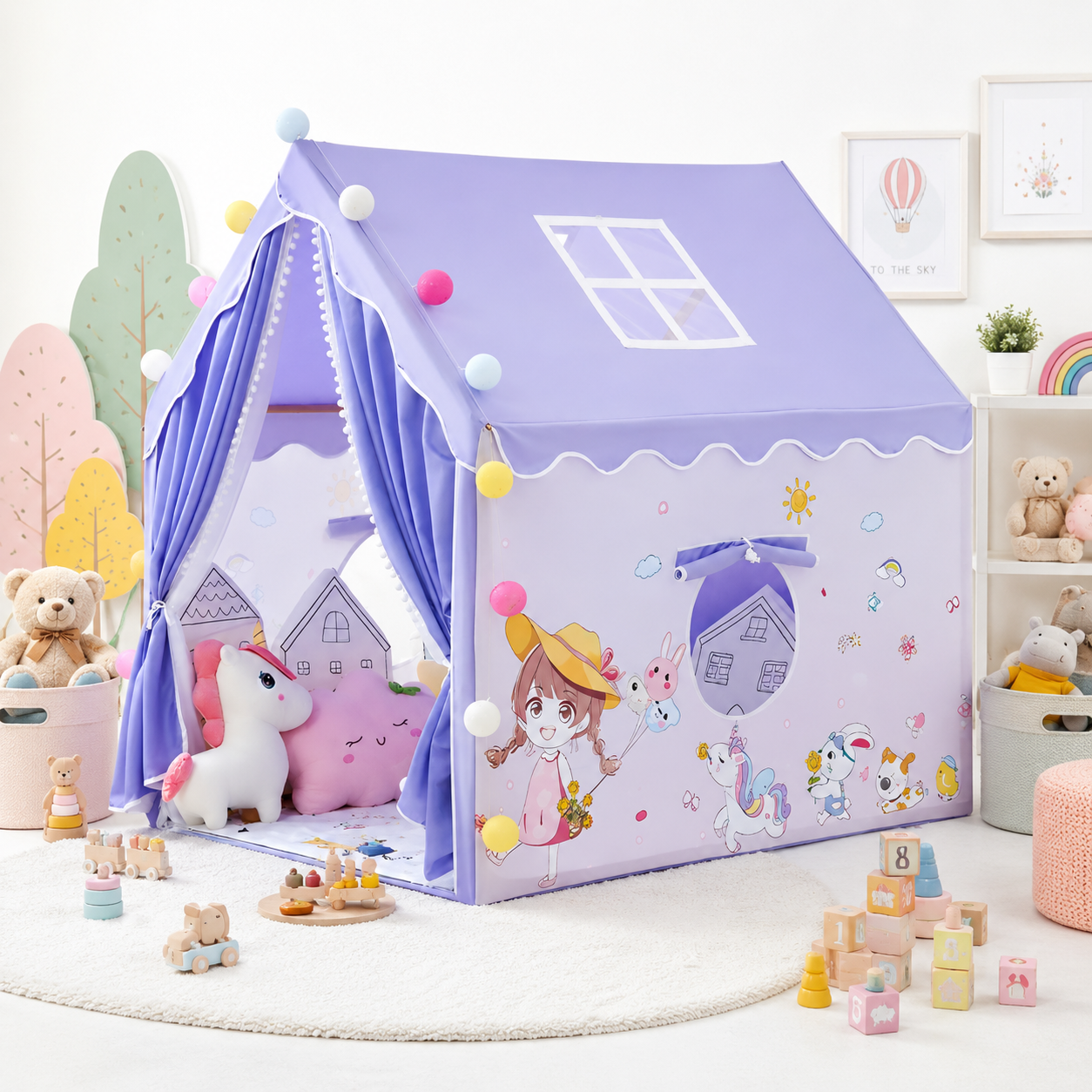 Kiddlix Kids Play Tent House. Playhouse for Boys & Girls Age 3-8 Years. Unicorn Wonderland Indoor & Outdoor Foldable Portable Play Tent