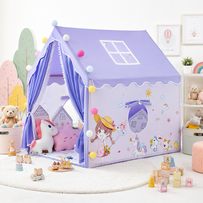 Kiddlix Kids Play Tent House. Playhouse for Boys & Girls Age 3-8 Years. Unicorn Wonderland Indoor & Outdoor Foldable Portable Play Tent