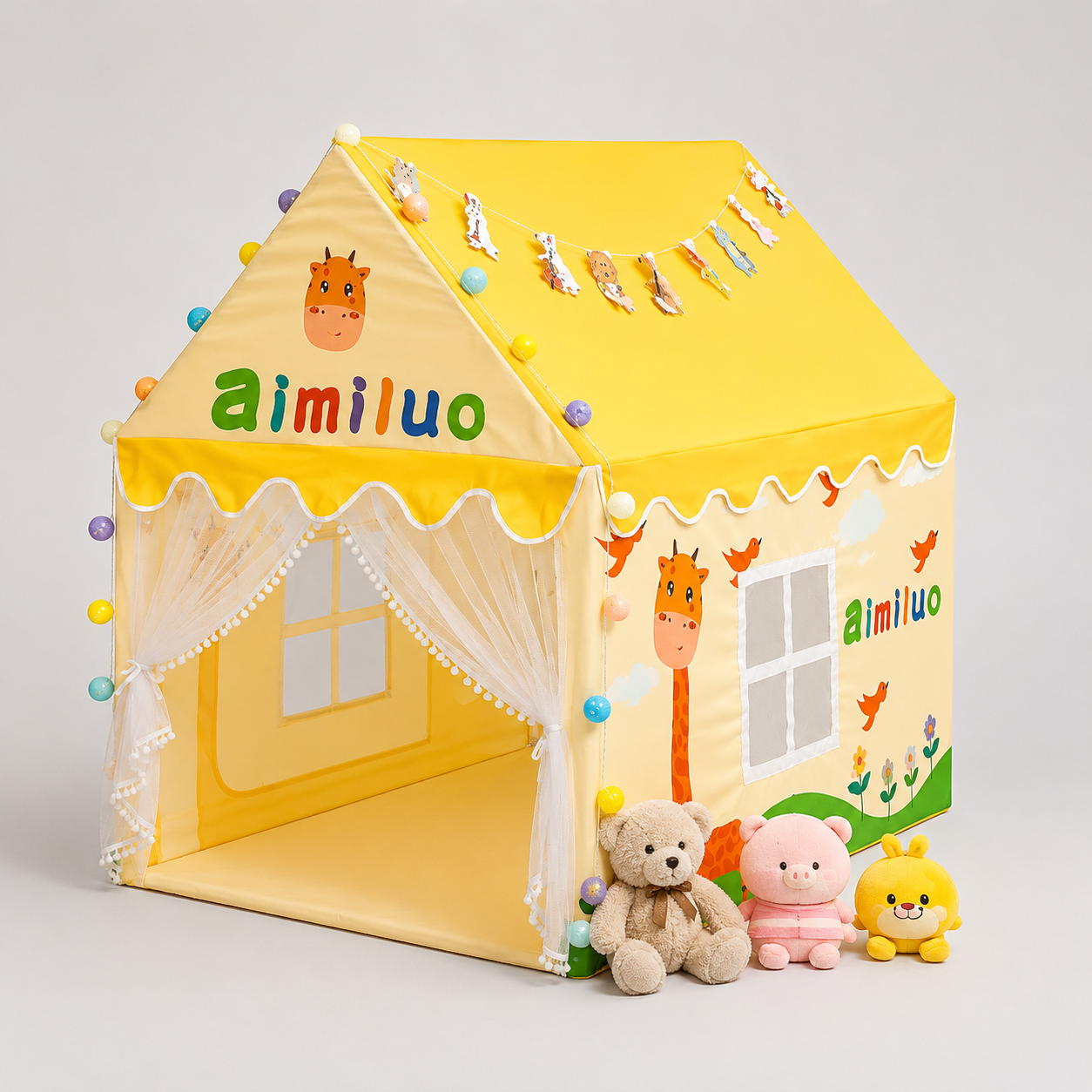 Kiddlix Kids Play Tent House. Playhouse for Boys & Girls Age 3-8 Years. Giraffe Adventure Indoor & Outdoor Foldable Portable Play Tent