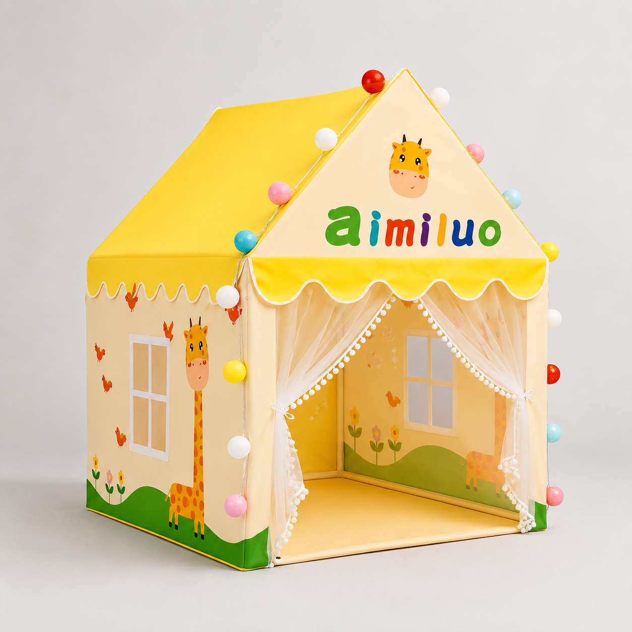 Kiddlix Kids Play Tent House. Playhouse for Boys & Girls Age 3-8 Years. Giraffe Adventure Indoor & Outdoor Foldable Portable Play Tent