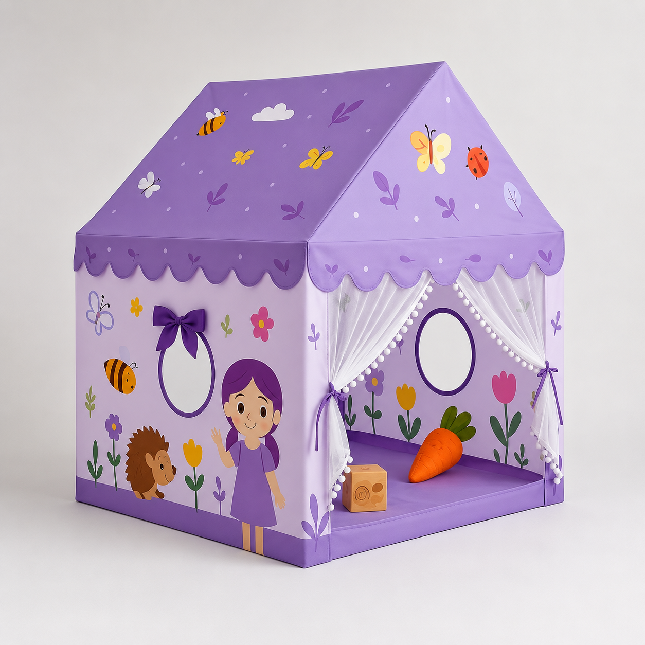 Kiddlix Kids Play Tent House. Playhouse for Boys & Girls Age 3-8 Years. Purple Garden Adventure Indoor & Outdoor Foldable Portable Play Tent