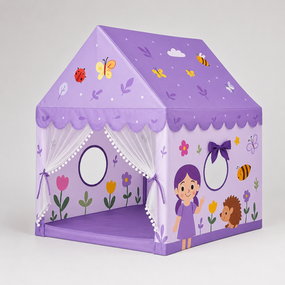 Kiddlix Kids Play Tent House. Playhouse for Boys & Girls Age 3-8 Years. Purple Garden Adventure Indoor & Outdoor Foldable Portable Play Tent