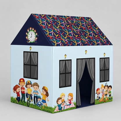 Kiddlix Kids Play Tent House. Playhouse for Boys & Girls Age 3-8 Years. Happy Kids Adventure Indoor & Outdoor Foldable Portable Play Tent