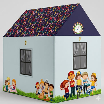Kiddlix Kids Play Tent House. Playhouse for Boys & Girls Age 3-8 Years. Happy Kids Adventure Indoor & Outdoor Foldable Portable Play Tent