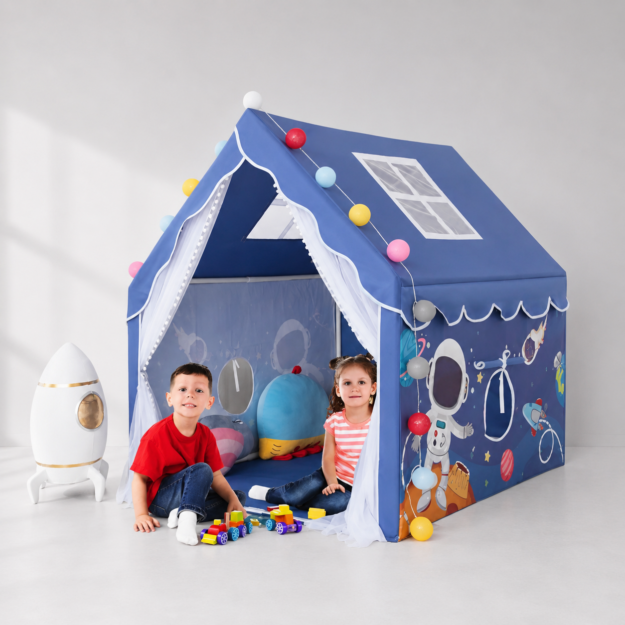 Kiddlix Kids Play Tent House. Playhouse for Boys & Girls Age 3-8 Years. Space Adventure Indoor & Outdoor Foldable Portable Play Tent