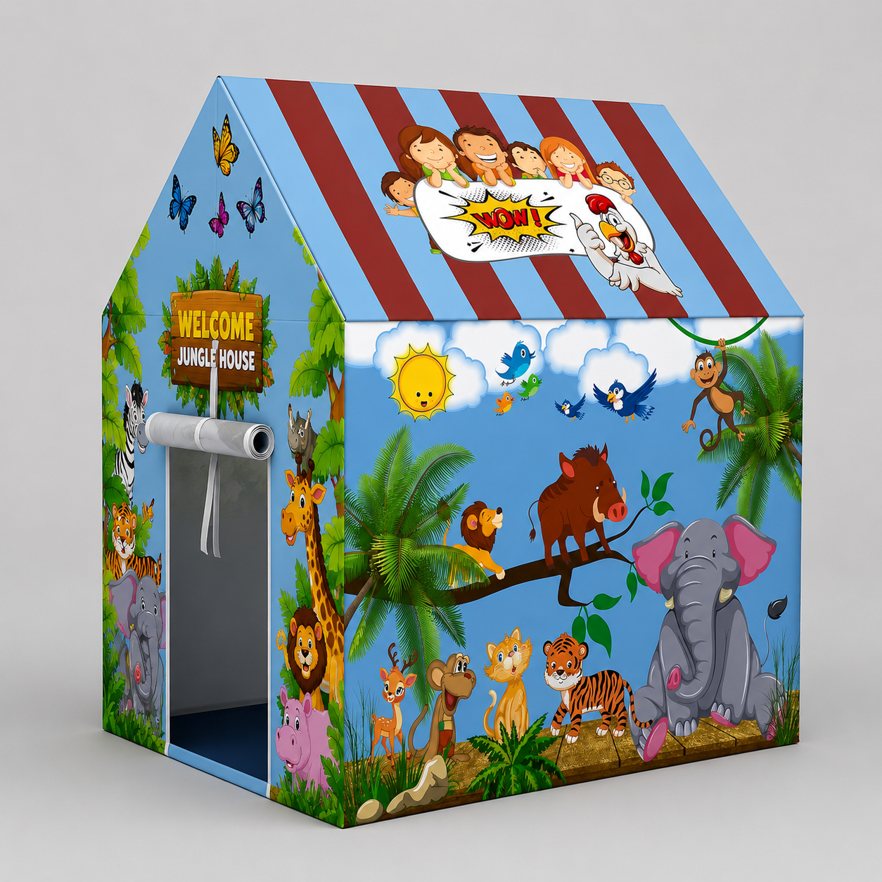 Kiddlix Kids Play Tent House. Playhouse for Boys & Girls Age 3-8 Years. Jungle Safari Indoor & Outdoor Foldable Portable Play Tent