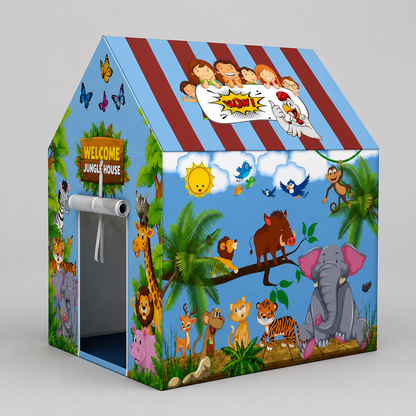 Kiddlix Kids Play Tent House. Playhouse for Boys & Girls Age 3-8 Years. Jungle Safari Indoor & Outdoor Foldable Portable Play Tent