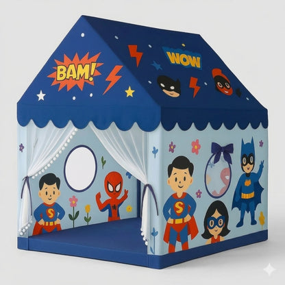 Kiddlix Kids Play Tent House. Superhero Theme Indoor & Outdoor Playhouse for Boys & Girls Age 3-8 Years. Foldable & Portable Play Tent
