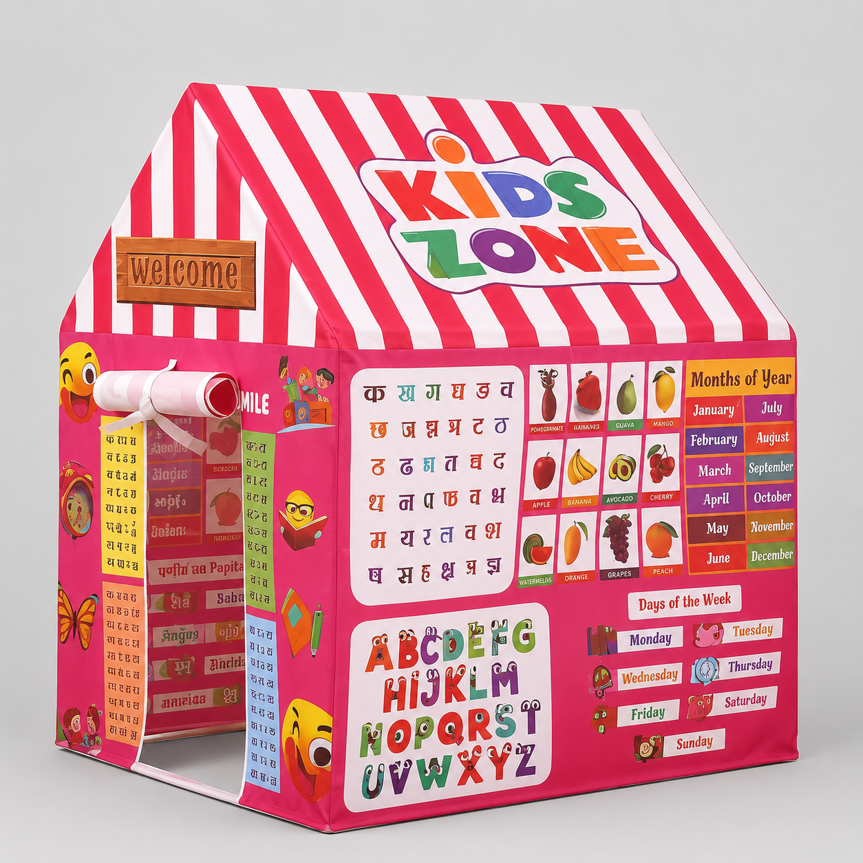 Kiddlix Kids Play Tent House. Educational Learning Theme Indoor & Outdoor Playhouse for Boys & Girls Age 3-8 Years. Foldable & Portable Play Tent