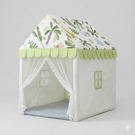 Kiddlix Kids Play Tent House. Jungle Safari Theme Indoor & Outdoor Playhouse for Boys & Girls Age 3-8 Years. Foldable & Portable Play Tent