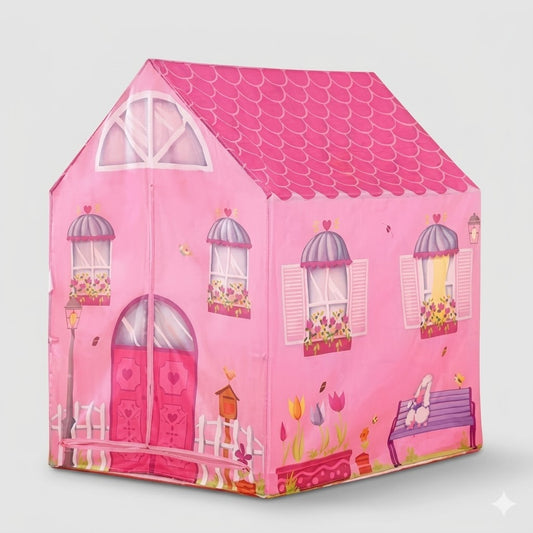Kiddlix Kids Play Tent House. Pink Princess Cottage Theme Indoor & Outdoor Playhouse for Boys & Girls Age 3-8 Years. Foldable & Portable Play Tent