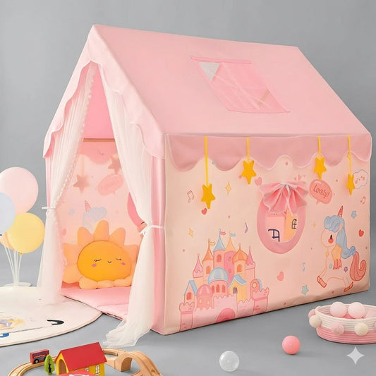 Kiddlix Kids Play Tent House. Unicorn Princess Castle Theme Indoor & Outdoor Playhouse for Boys & Girls Age 3-8 Years. Foldable & Portable Play Tent