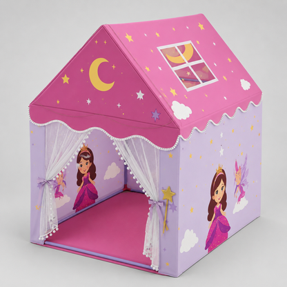 Kiddlix Kids Play Tent House. Princess Castle Indoor & Outdoor Playhouse for Girls Age 3-8 Years. Foldable Portable Kids Tent with Curtains & Mesh Windows