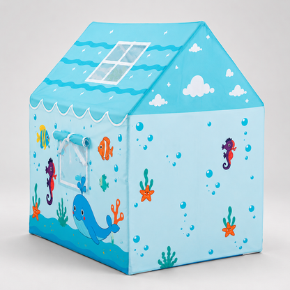 Kiddlix Kids Play Tent House Ocean Adventure Indoor & Outdoor Playhouse for Boys & Girls Age 3-8 Years Foldable Portable Kids Tent with Curtains & Mesh Windows
