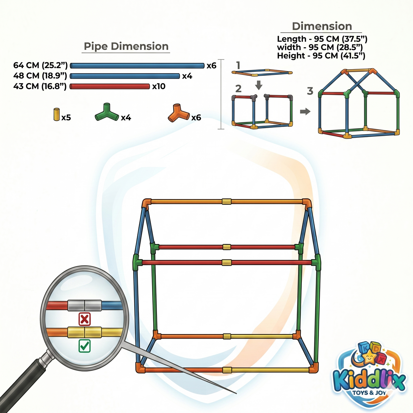 Kiddlix Kids Play Tent House. Playhouse for Boys & Girls Age 3-8 Years. Cute Animal Indoor & Outdoor Foldable Portable Play Tent